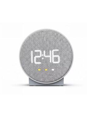 Capello Round Time Fabric Alarm Clock With USB Charging Dual Alarms & AC Power G